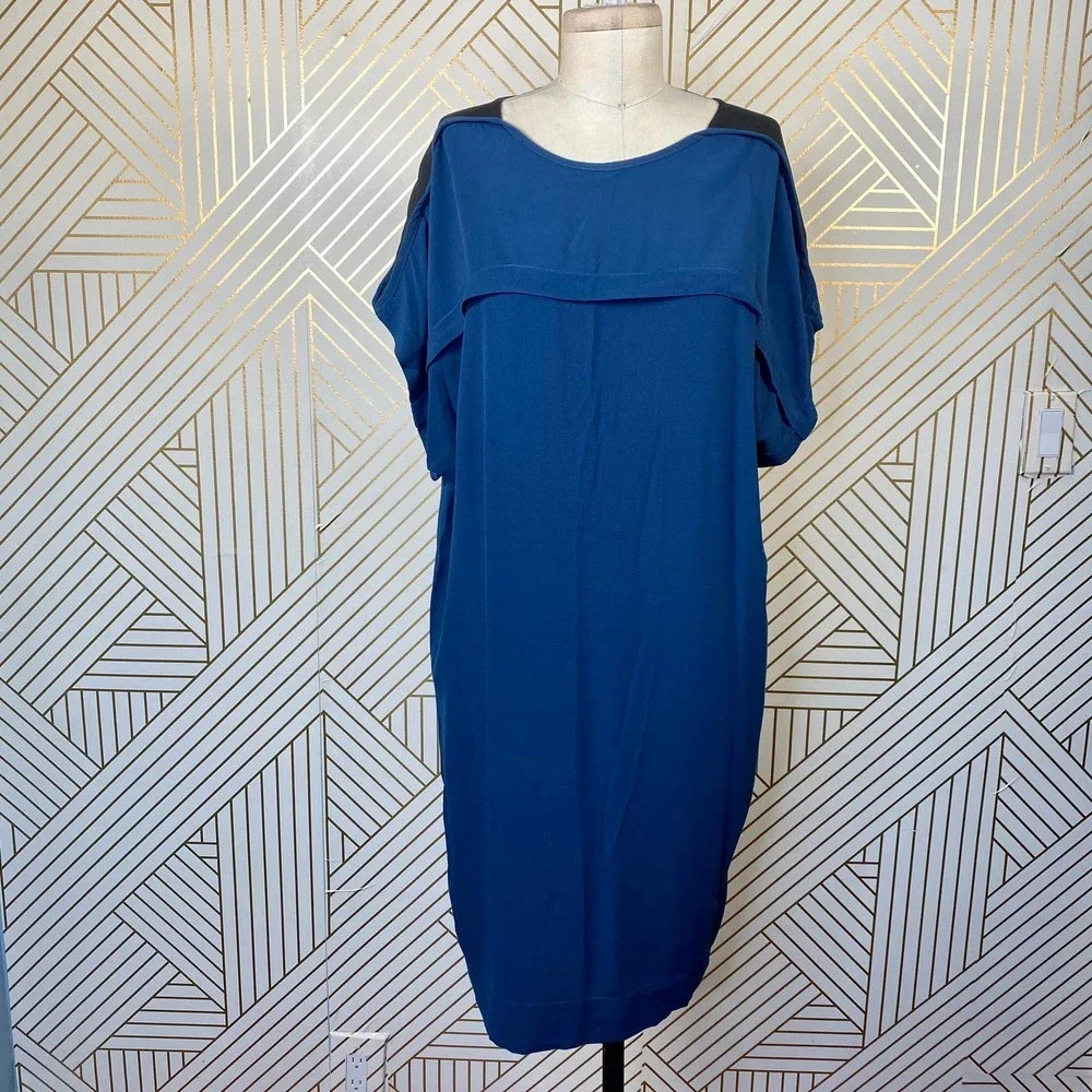 See By Chloe Blue Color Block Dolman Sleeve Dress